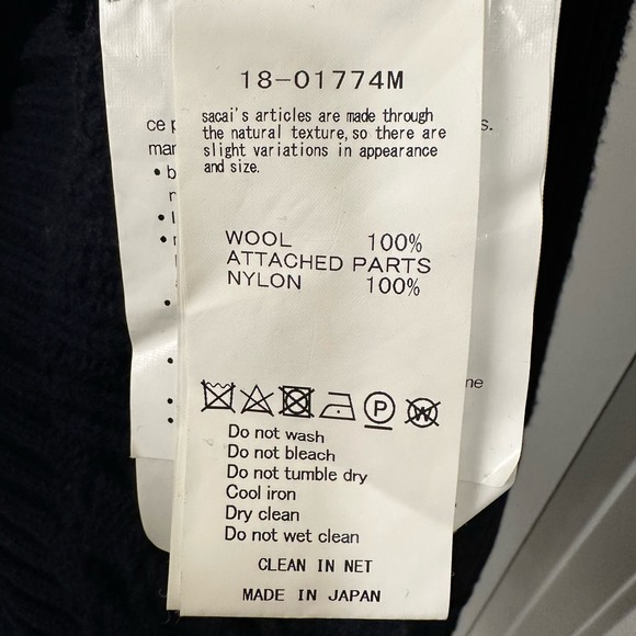 Sacai 18AW Wool Nylon Blend Sweater, Size 2 - Picture 7 of 7